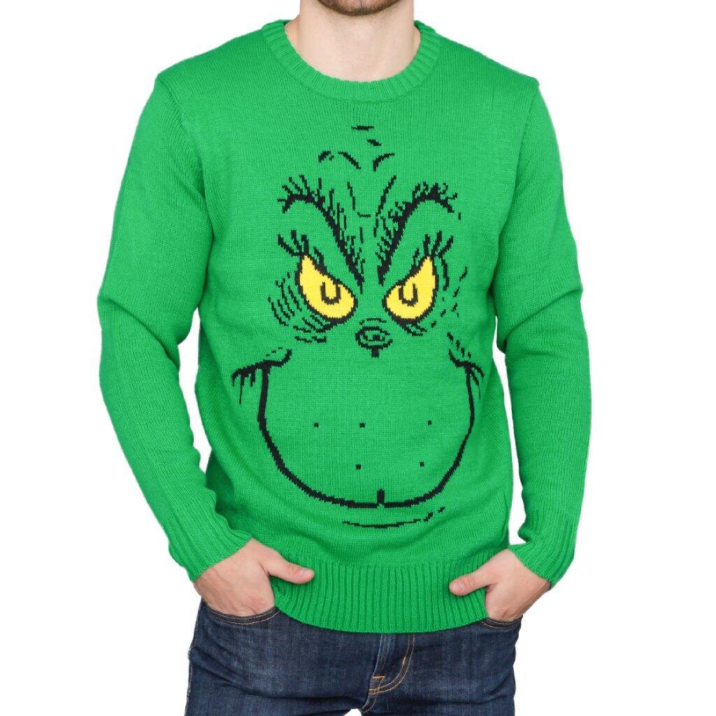 Big Face Adult Unisex Holiday Season Grinch Ugly Christmas Sweater