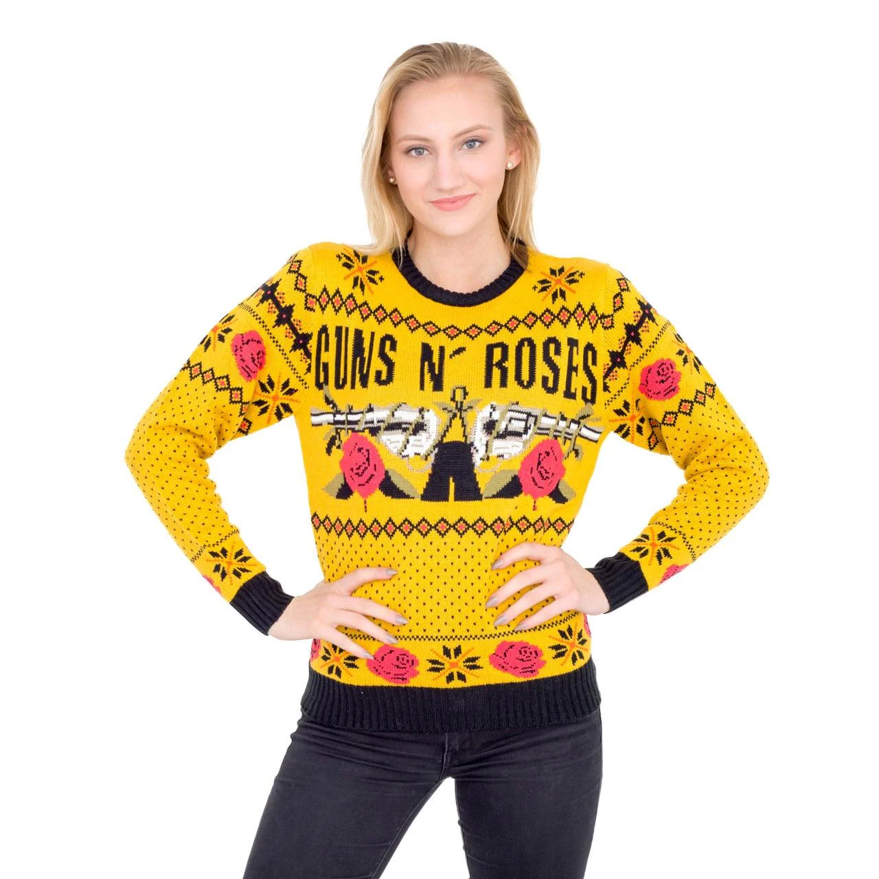 Guns N' Roses Hard Rock Band Text and Logo Ugly Christmas Xmas Sweater - Image 2