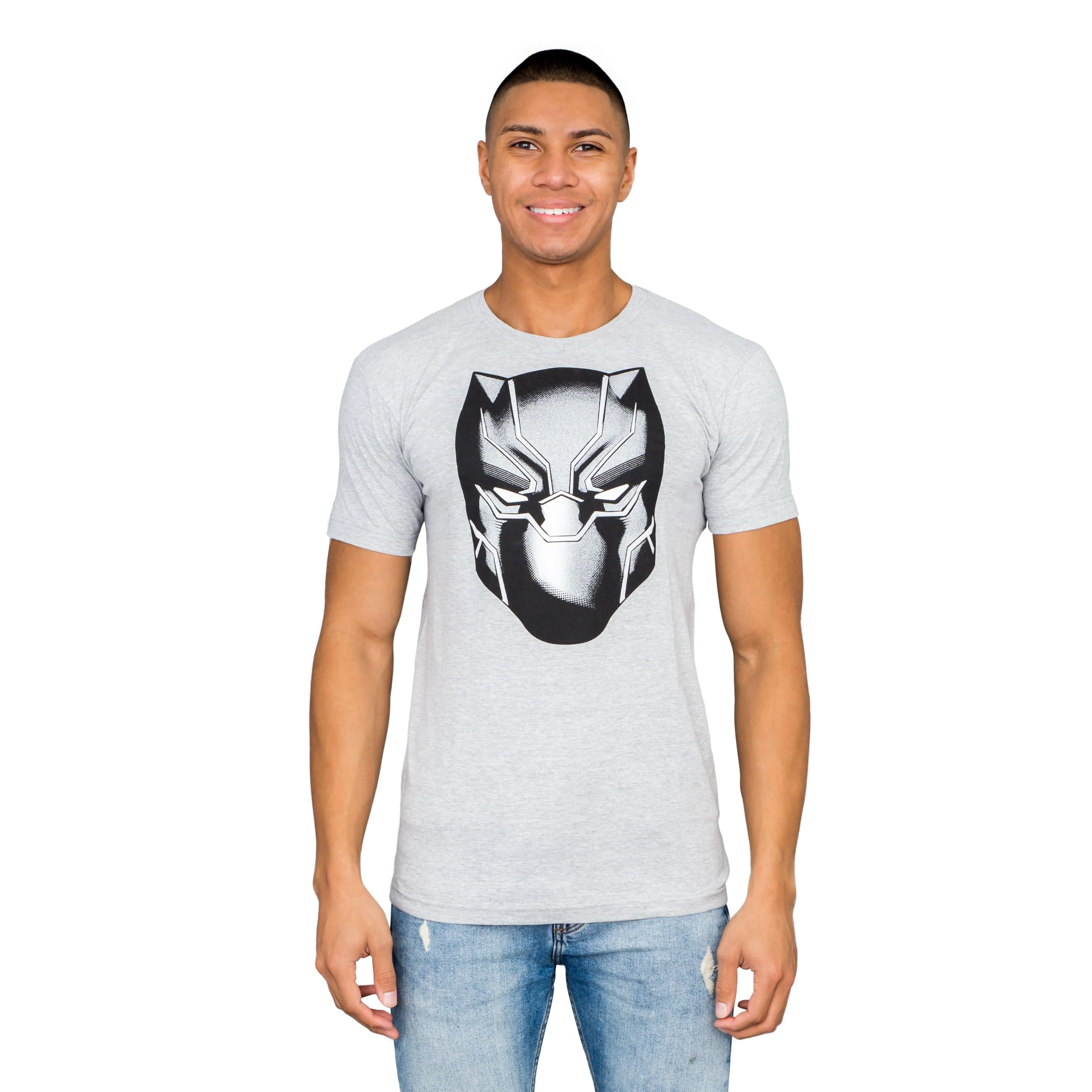 Marvel Comics Black Panther Headshot Heather Gray T-shirt - Image 4