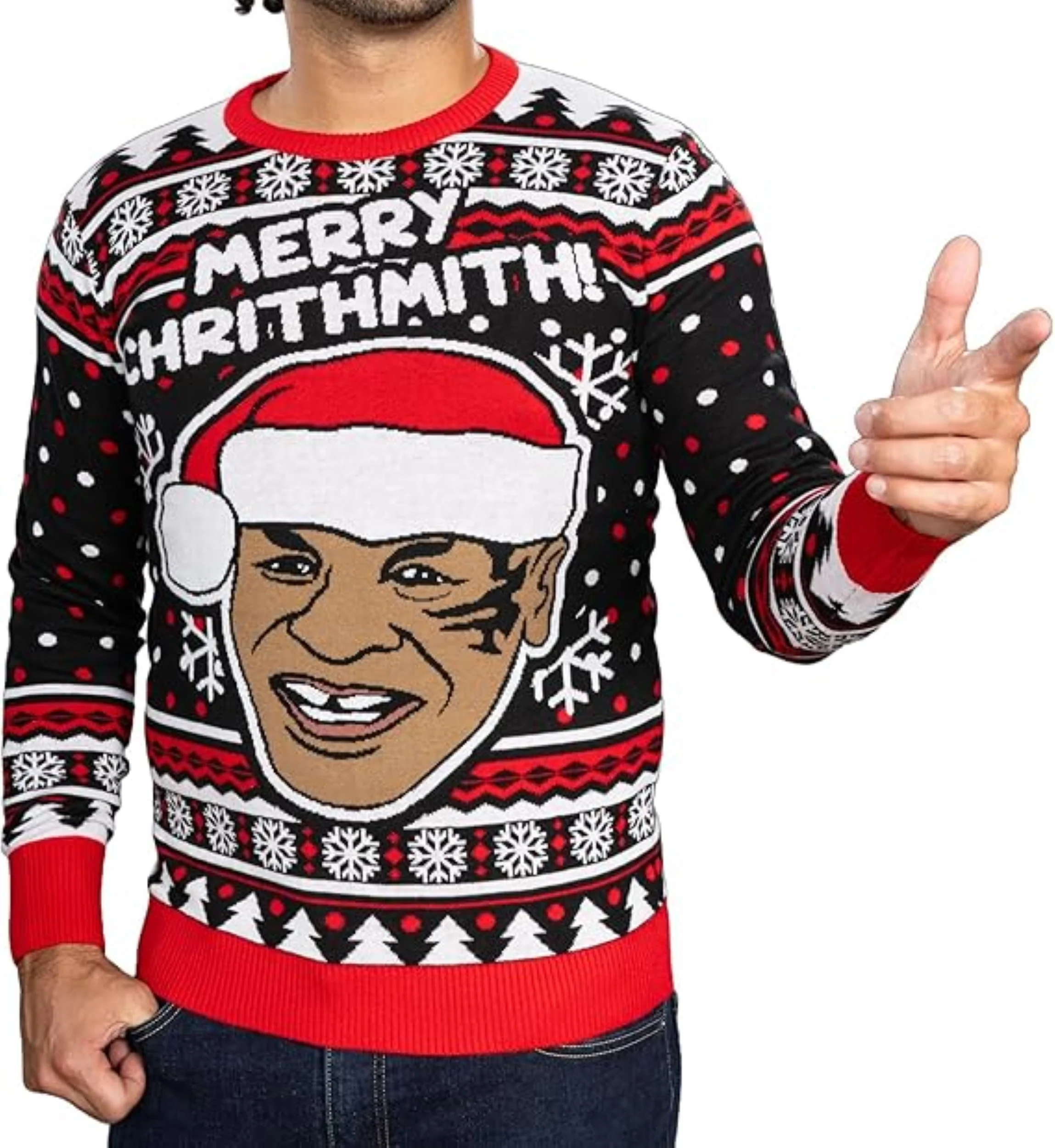 Merry Chrithmith! Iron Mike Santa Adult Unisex Funny Ugly Christmas Sweater - Image 3